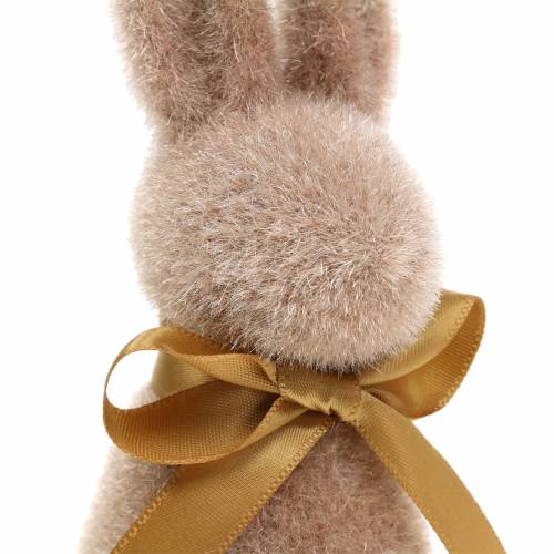 Floristik24 Coniglietto floccato marrone chiaro 16cm 4pz