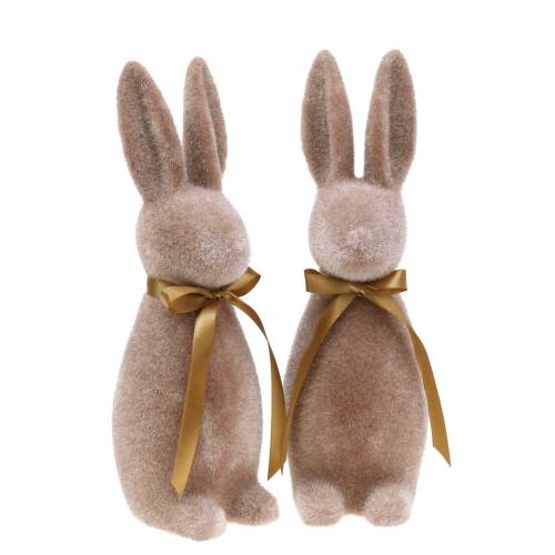Floristik24 Coniglietto floccato marrone 30cm 2pz