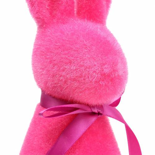 Floristik24 Coniglio floccato rosa H30cm 2pz
