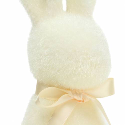 Floristik24 Coniglietto floccato bianco panna H30cm 2pz