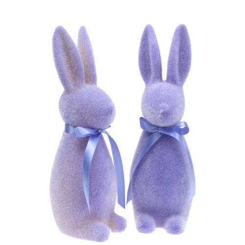 Floristik24 Coniglio floccato Lilla Viola H30cm 2 pezzi