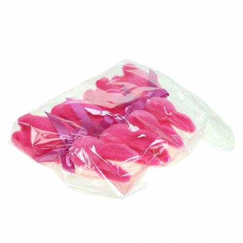 Floristik24 Bunny floccato rosa 16cm 4 pezzi