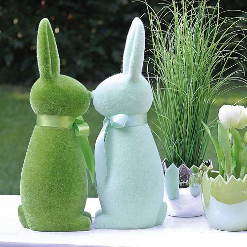 Floristik24 Coniglio floccato verde menta A42cm