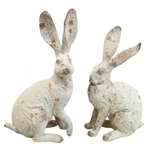 Floristik24 Coniglio decorativo seduto shabby chic decorazione primaverile H25cm 2pz