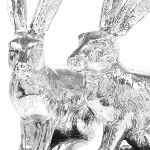 Prodotto Coniglietto pasquale seduto Coniglio argento Figura decorativa Pasqua 13 cm 2 pezzi