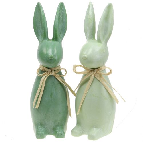Floristik24 Conigli pasquali verdi H29cm 2 pz