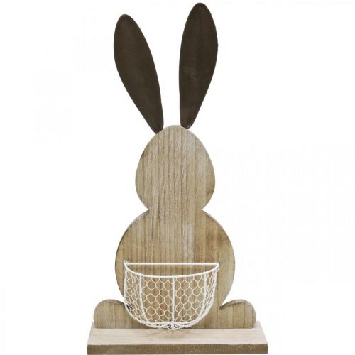 Floristik24 Coniglietto in legno con cesto, decoro primaverile, Coniglio pasquale con cesto vegetale natura, bianco H48cm