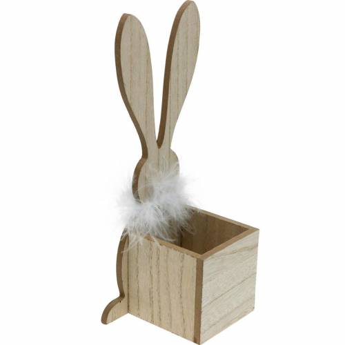 Floristik24 Fioriera coniglietto Boa di piume Coniglietto pasquale in legno punteggiato nero, bianco