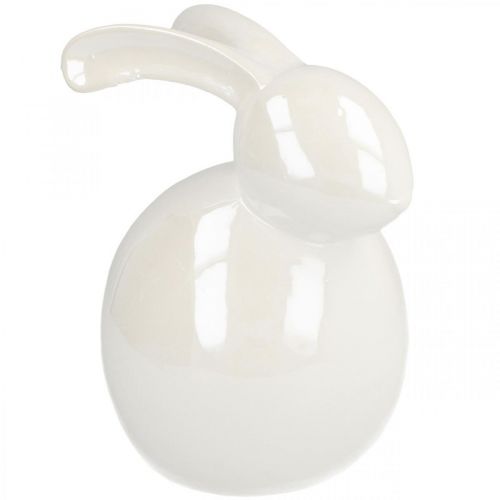 Prodotto Coniglietto in ceramica, figura pasquale, decoro primaverile, coniglietto pasquale bianco, madreperla H17cm