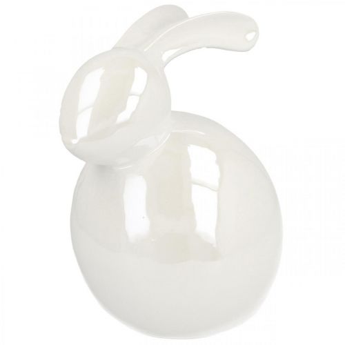 Prodotto Coniglietto in ceramica, figura pasquale, decoro primaverile, coniglietto pasquale bianco, madreperla H17cm