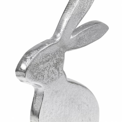 Floristik24 Coniglietto Argento Metallo Base In Legno Coniglietto Pasquale Decorazione Pasqua