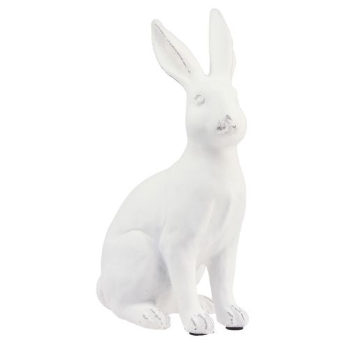 Coniglio seduto decorativo coniglio decorazione pietra artificiale bianco H27cm