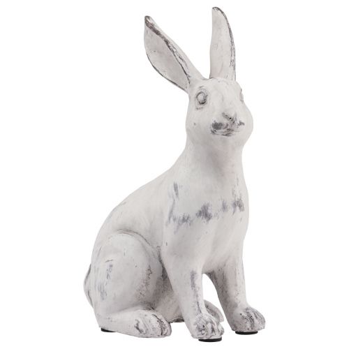 Floristik24 Coniglio seduto decorazione coniglio pietra artificiale bianco grigio H27,5 cm