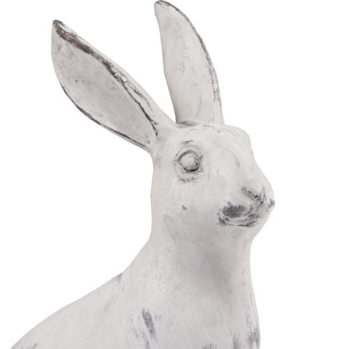 Floristik24 Coniglio seduto decorazione coniglio pietra artificiale bianco grigio H27,5 cm