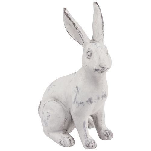 Floristik24 Coniglio seduto decorazione coniglio pietra artificiale bianco grigio H27,5 cm
