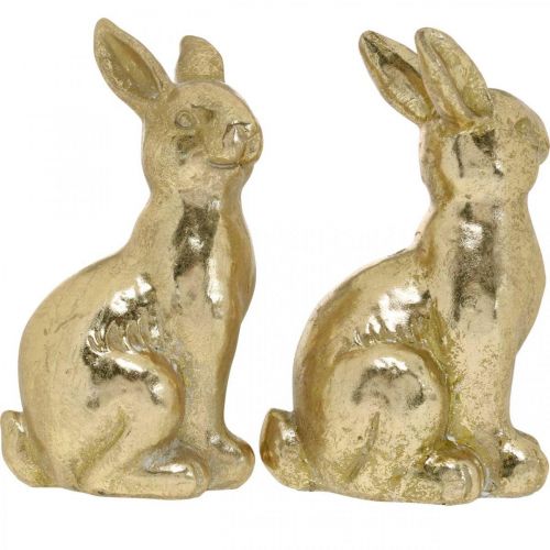 Prodotto Coniglietto decorativo oro seduto, coniglietto da decorare, coppia di coniglietti pasquali, H16.5cm 2pz