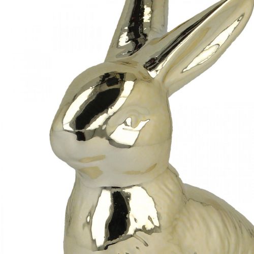 Floristik24 Decorazione coniglietto pasquale coniglietto pasquale coniglietto dorato seduto H12cm 3pz