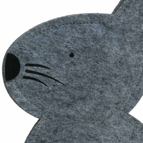 Floristik24 Coniglietto seduto in feltro grigio 40cm x 7cm H61cm decorazione per vetrine