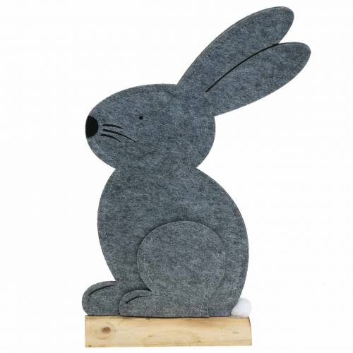 Floristik24 Coniglietto seduto in feltro grigio 40cm x 7cm H61cm decorazione per vetrine