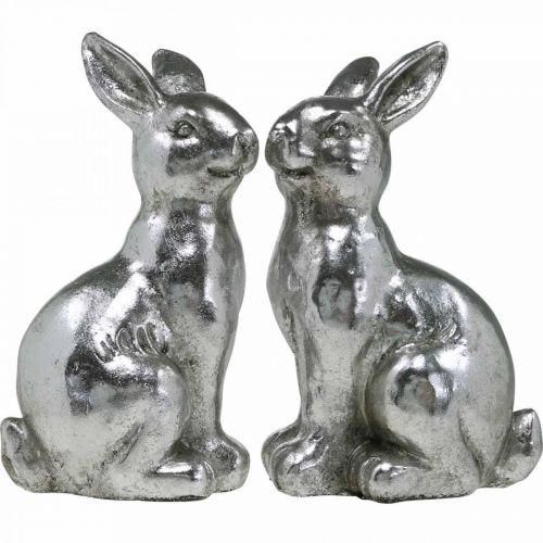 Prodotto Coniglio decorativo seduto decorazione pasquale argento vintage H17cm 2 pz