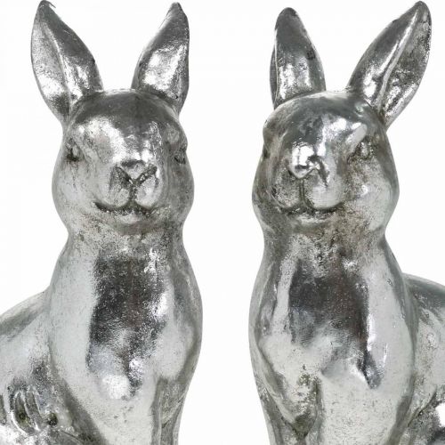 Prodotto Coniglio decorativo seduto decorazione pasquale argento vintage H17cm 2 pz
