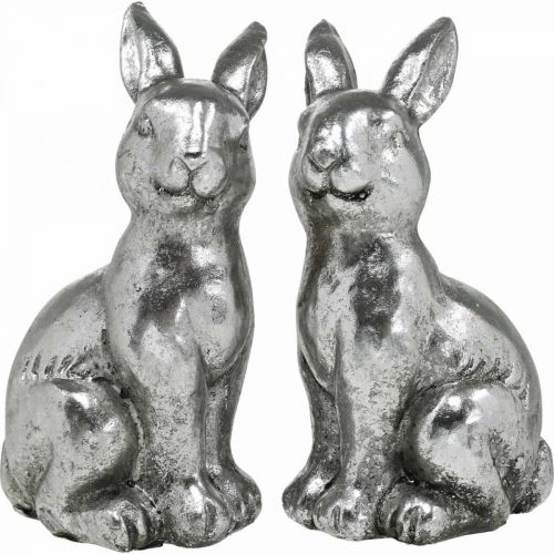 Prodotto Coniglio decorativo seduto decorazione pasquale argento vintage H13cm 2 pz