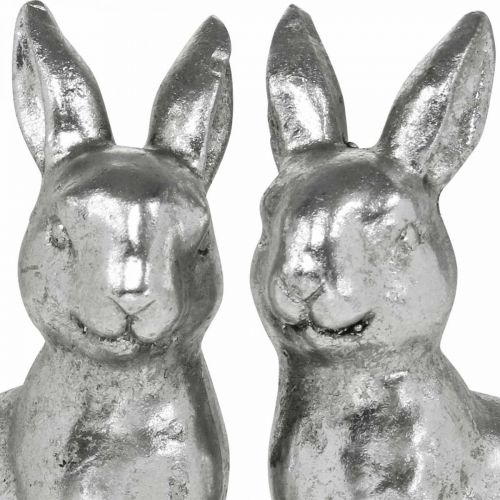 Prodotto Coniglio decorativo seduto decorazione pasquale argento vintage H13cm 2 pz