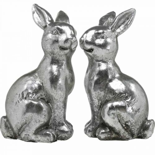 Prodotto Coniglio decorativo seduto decorazione pasquale argento vintage H13cm 2 pz