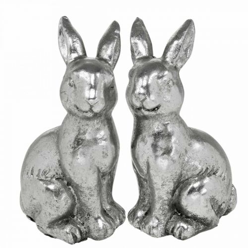 Prodotto Coniglio decorativo seduto decorazione pasquale argento vintage H13cm 2 pz
