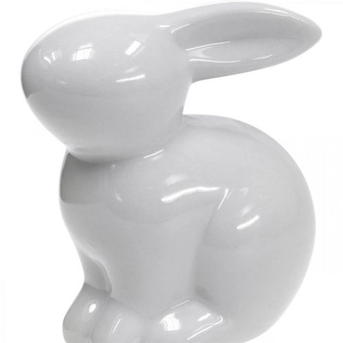 Floristik24 Coniglietto pasquale bianco in ceramica lepre decorativa seduta H8,5 cm 4 pezzi