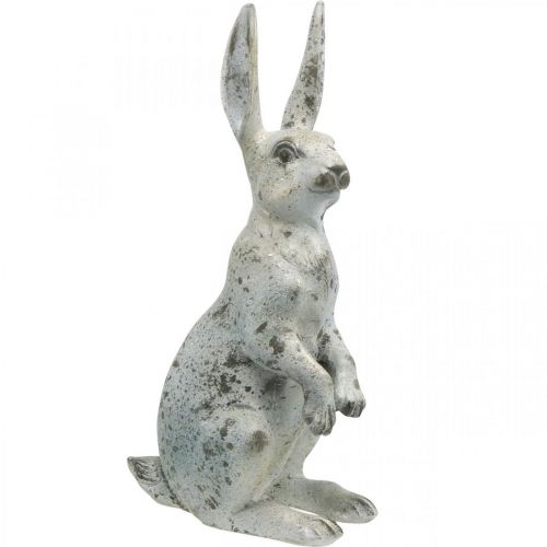 Coniglio decorativo per Pasqua, decorazione primaverile effetto cemento, figura da giardino con accenti dorati, shabby chic H42cm