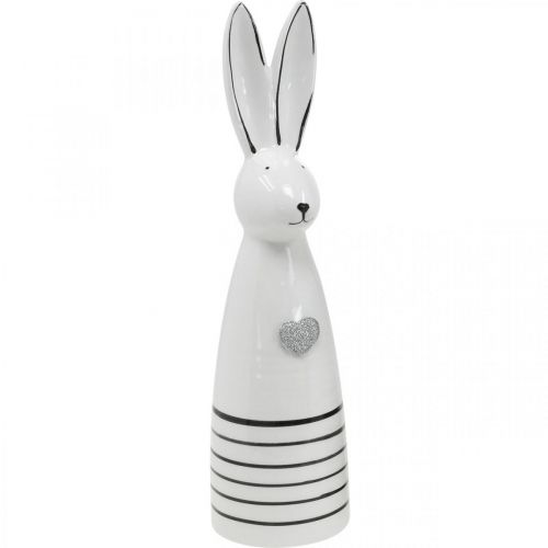 Prodotto Cono Coniglietto in Ceramica Bianco Nero Cuore Strisce H30cm