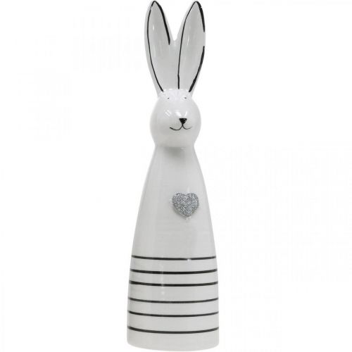 Prodotto Cono Coniglietto in Ceramica Bianco Nero Cuore Strisce H30cm