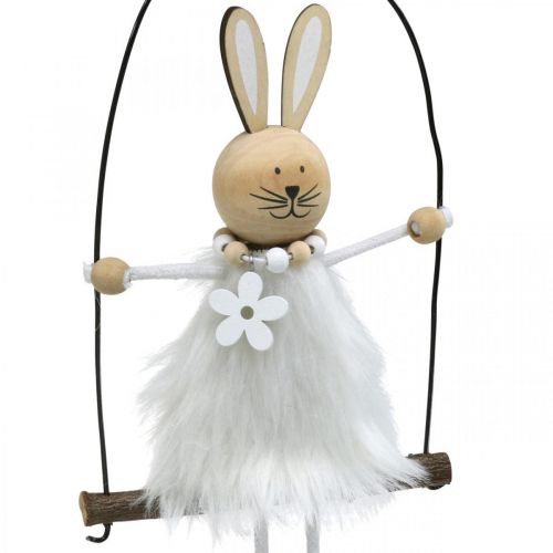 Floristik24 Coniglietto sull'altalena Decorazione della finestra del coniglietto di Pasqua Pasqua H26cm set di 2