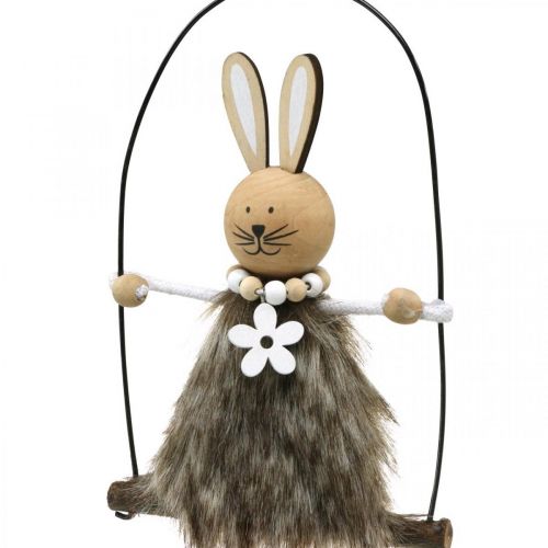 Floristik24 Coniglietto sull'altalena Decorazione della finestra del coniglietto di Pasqua Pasqua H26cm set di 2