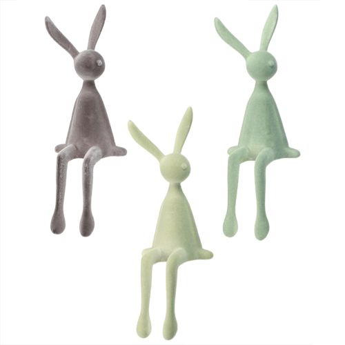 Floristik24 Sgabello Rabbit Edge Easter Bunny Floccato – 2a Scelta – Verde Marrone 28cm 3 Pezzi