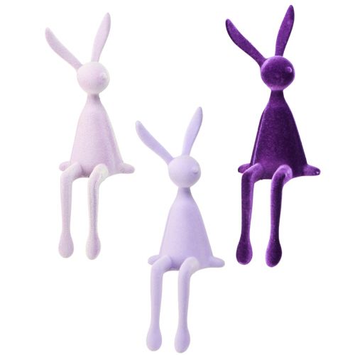 Floristik24 Sgabello Bunny Edge Easter Bunny Floccato Viola Lilla – 2a Scelta – 28cm 3 Pezzi