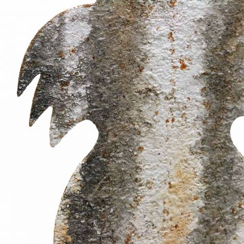 Prodotto Decorazione pasquale coniglietto da attaccare in metallo effetto betulla ruggine 16,5 × 32 cm
