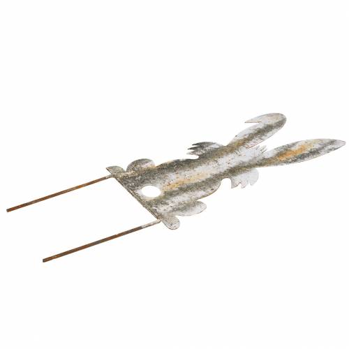 Floristik24 Decorazione pasquale coniglietto da attaccare in metallo effetto betulla ruggine 16,5 × 32 cm