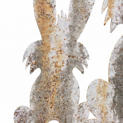 Prodotto Coniglietto decorativo pasquale con bambino da attaccare in metallo effetto betulla ruggine 25 × 32 cm