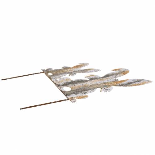 Floristik24 Coniglietto decorativo pasquale con bambino da attaccare in metallo effetto betulla ruggine 25 × 32 cm