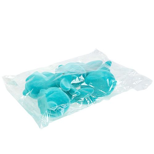 Floristik24 Lepre turchese 15,5 cm floccato 4 pezzi