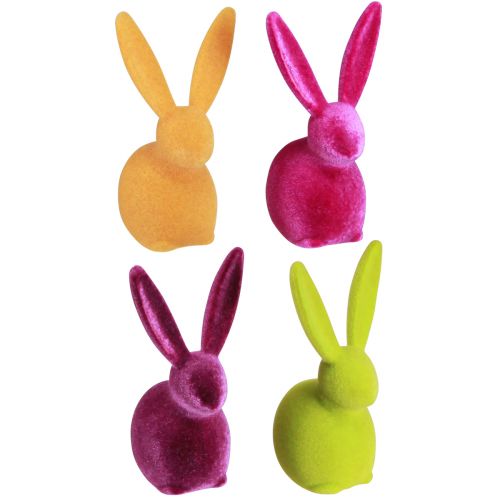 Floristik24 Piccoli coniglietti pasquali seduti, floccati colorati – seconda scelta – 13 cm, 8 pezzi