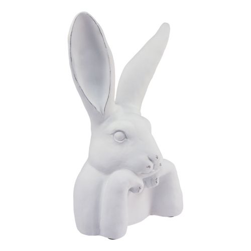 Decorazione coniglio coniglio pensatore in pietra artificiale bianco 23×16,5×35,5 cm