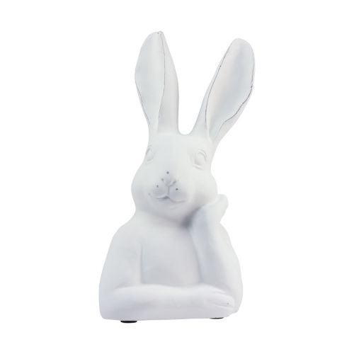 Floristik24 Decorazione coniglio coniglio bianco pietra artificiale pensante 18×12,5×30,5 cm