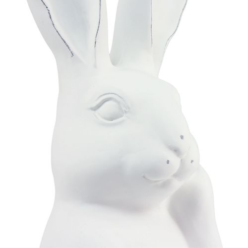 Floristik24 Decorazione coniglio coniglio bianco pietra artificiale pensante 18×12,5×30,5 cm