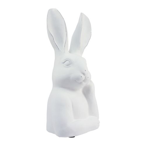 Floristik24 Decorazione coniglio coniglio bianco pietra artificiale pensante 18×12,5×30,5 cm