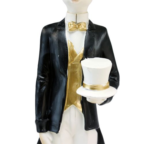 Floristik24 Decorazione coniglio coppia di conigli decorazione da tavolo bianco oro nero H32cm 2 pezzi