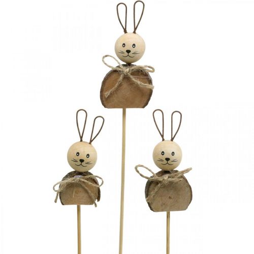 Coniglietto fiore bastone legno ruggine Coniglietto pasquale decorazione natura 8cm 8pz