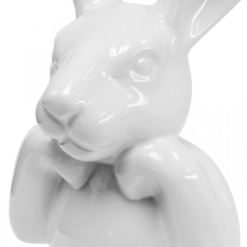 Deco coniglio in ceramica bianca, busto di coniglio Decorazione pasquale H17cm 3pz